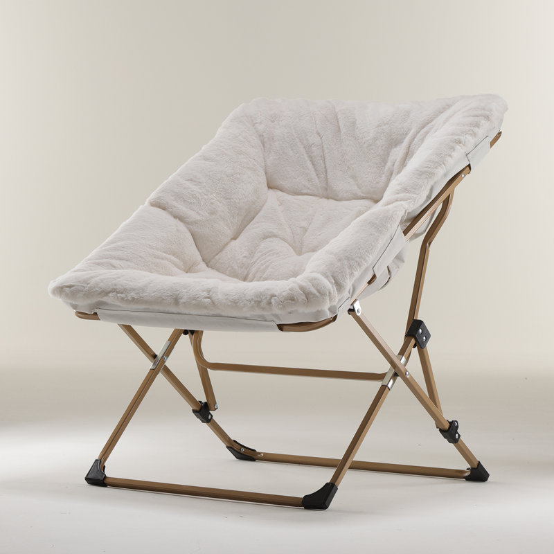 Reace Folding Papasan Accent Chair, White/Gold