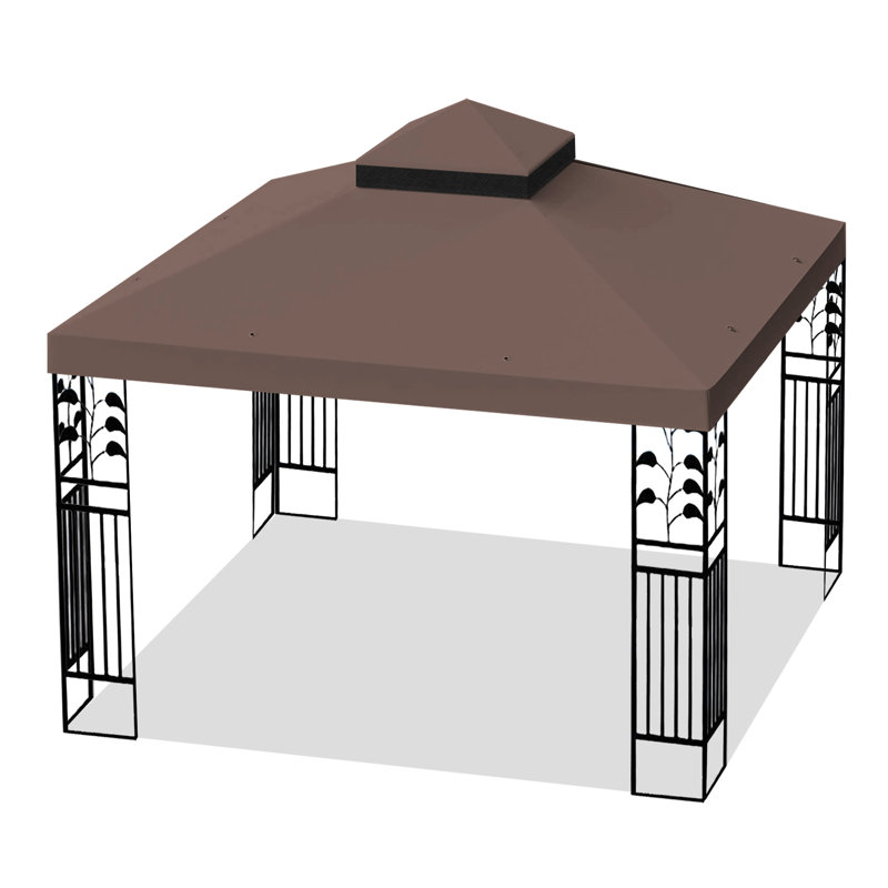 Auvent de remplacement pour pavillon de jardin 10 x 10 pi - à deux niveaux protégé, hydrofuge, résistant à la décoloration - 2 trous de drainage par côté et filet