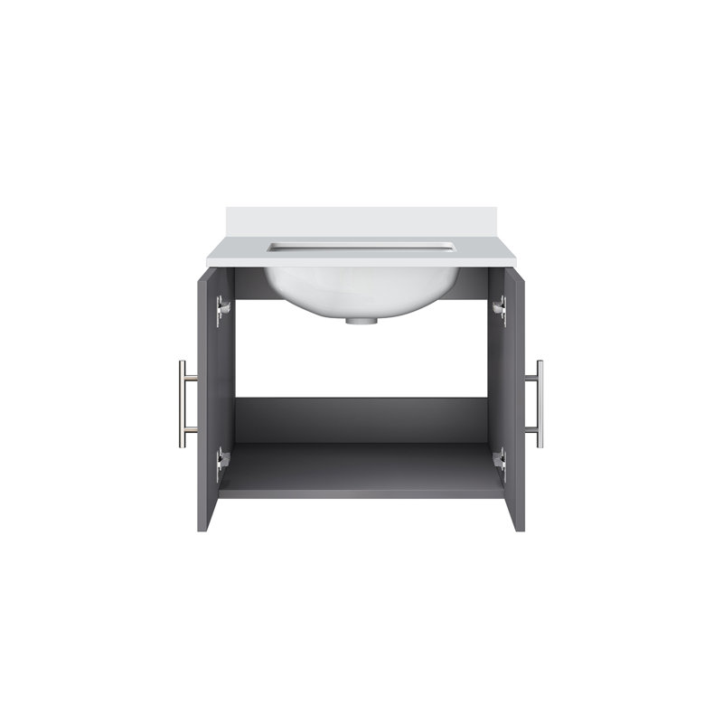 Meuble-lavabo compact avec comptoir Carrara, Quartz, Gris foncé