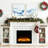 72-Inch Electric Fireplace TV Stand with Mantel – Farmhouse Entertainment Center for 80-Inch TVs, Realistic Stacked Stone Surround, Remote Control & Storage