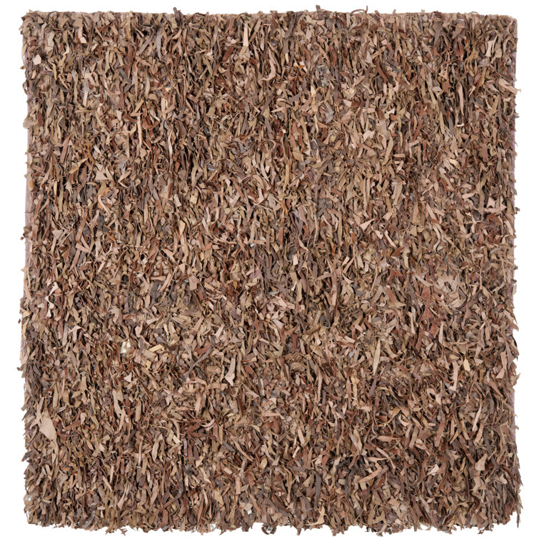 Leather Shag Handwoven Leather Solid Colour Rug