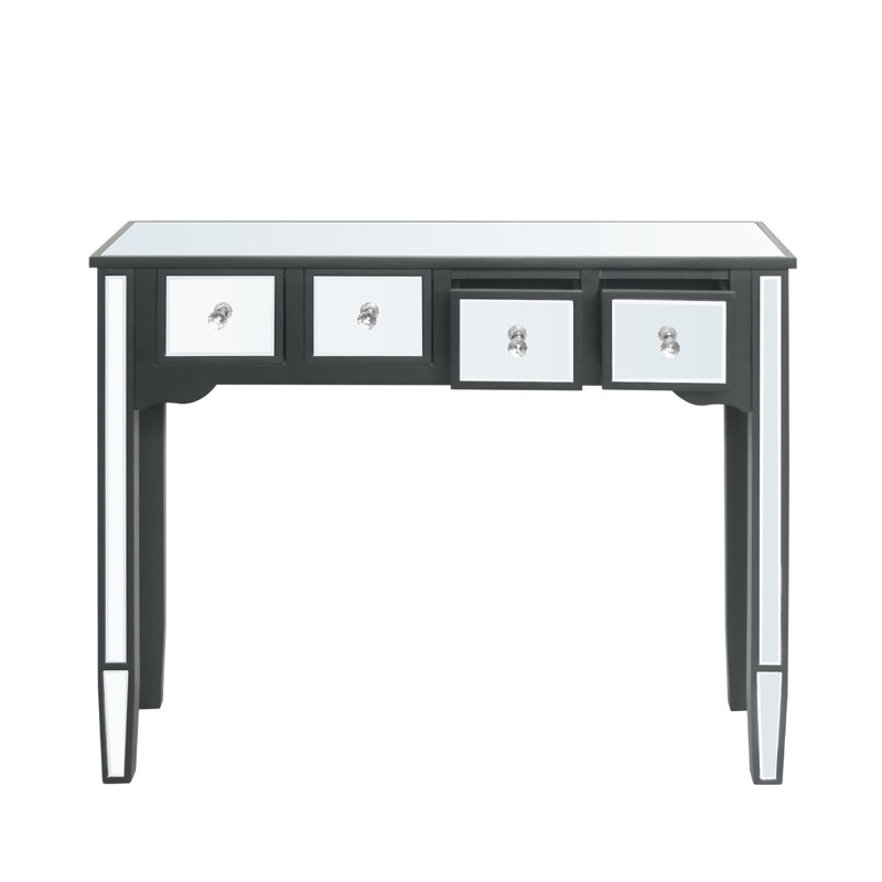Beltsville 100cm Console Table For Living Room Furniture, Mirrored Hallway Table, Black