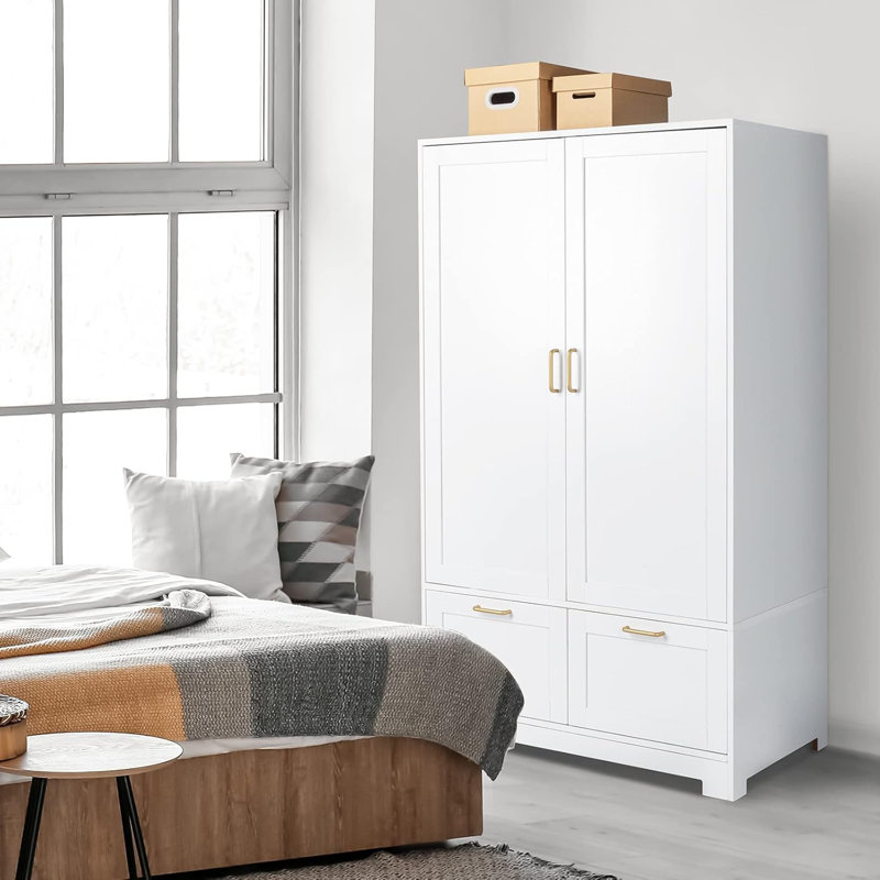 White Wardrobe 2 Doors 2 Drawers