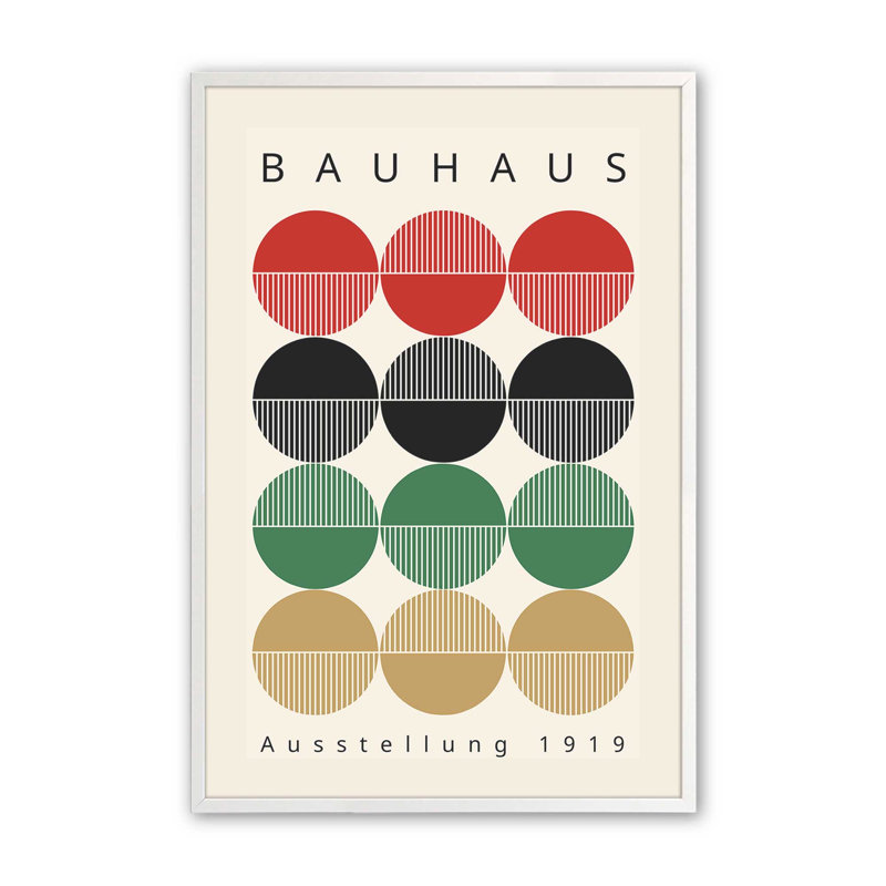Cercles de Bauhaus rétro, Cadre simple blanc opaque, H 15 po x l 12 po