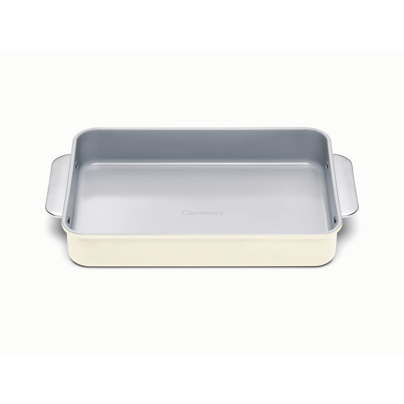 Caraway Poêle rectangulaire antiadhésive en céramique avec poignées, Crème