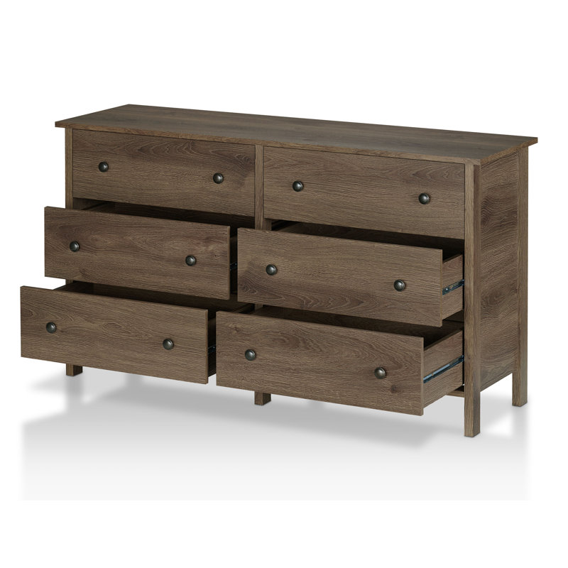Studley 52.63'' W 6 - Drawer Dresser, Distressed Walnut