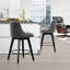  Ensemble de 2 chaises de comptoir pivotantes en tissu de lin moderne avec dossier capitonné, tabourets de bar chics pour îlot de cuisine et salle à manger-1140540956
