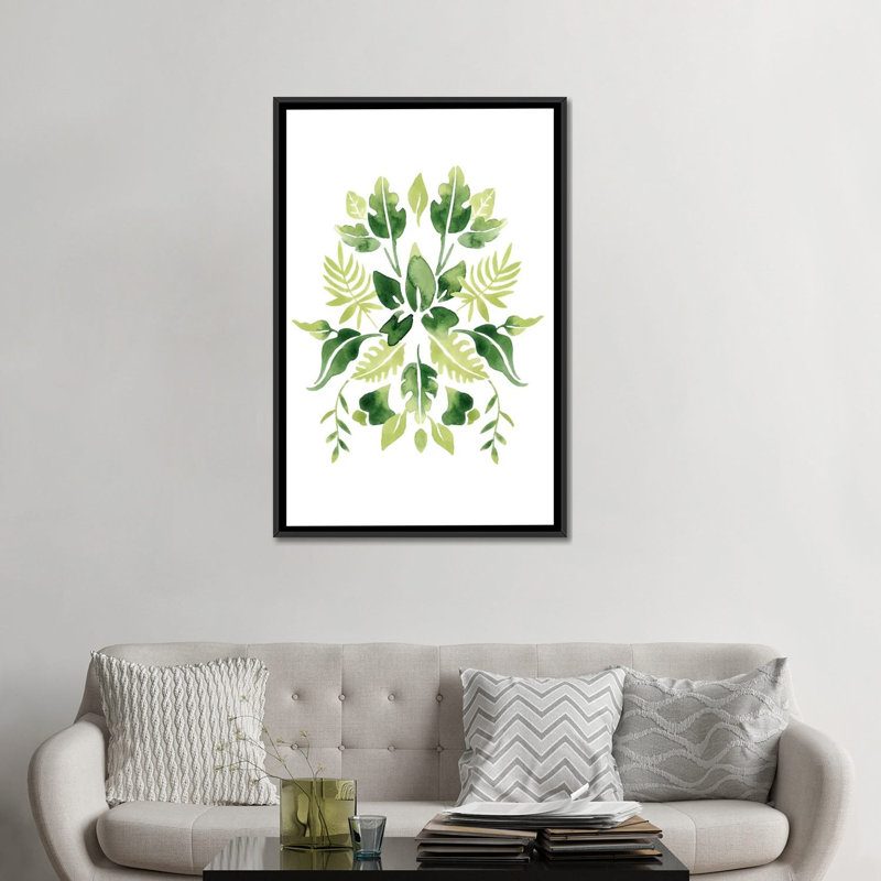 «Verdant Vignette II», reproduction sur toile, Toile avec cadre noir, Pas de tapis, H 48 po x l 32 po x P 1,5 po