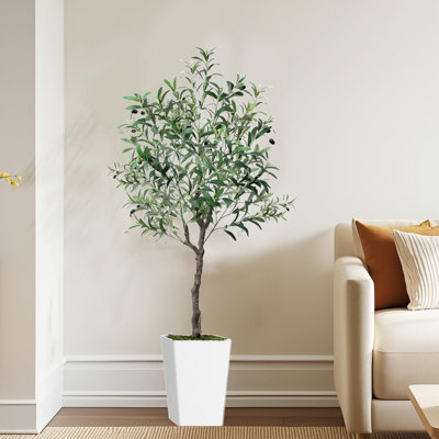Olive artificielle 6 pi avec pot et mousse, plantes artificielles pour la décoration de bureau personnel