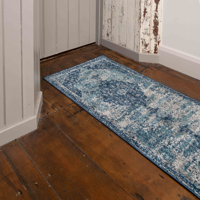 Drennen Machine Woven Blue/Navy Indoor Rug, Runner 60 x 240cm