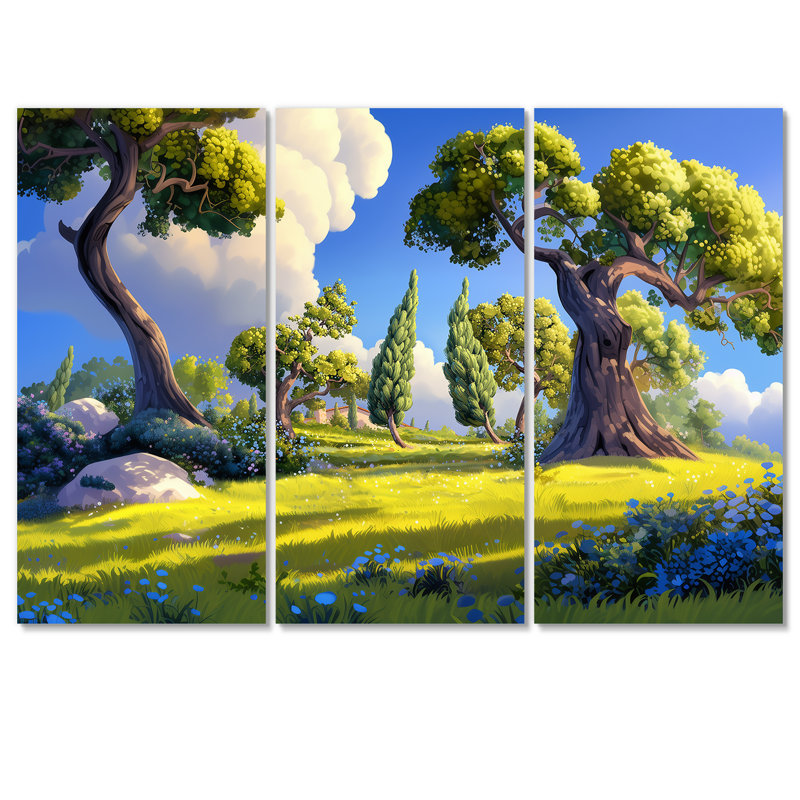 Ensemble d'art mural «The Swaying Cypress Pointillism X - Van Gogh», H 28 po x l 36 po, Toile tendue, Ne s’applique pas