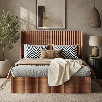(Queen size) bed frame with a grooved and undulating lifting storage function, featuring a lifting storage feature, safe and beautiful / without noise