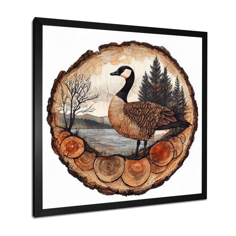 Oie canadienne d'automne Graziose au bord du lac III, H 16 po x l 16 po, Reproduction encadrée d'une seule photo