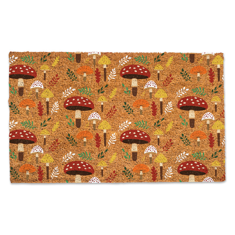 Coissy Mushroom Pattern Non-Slip Coir Door Mat