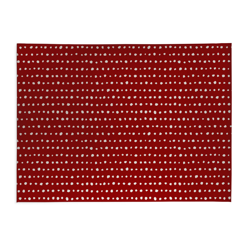 Dot Row Low Profile Kitchen Mat, Rectangle 4' x 6', Cranberry Red