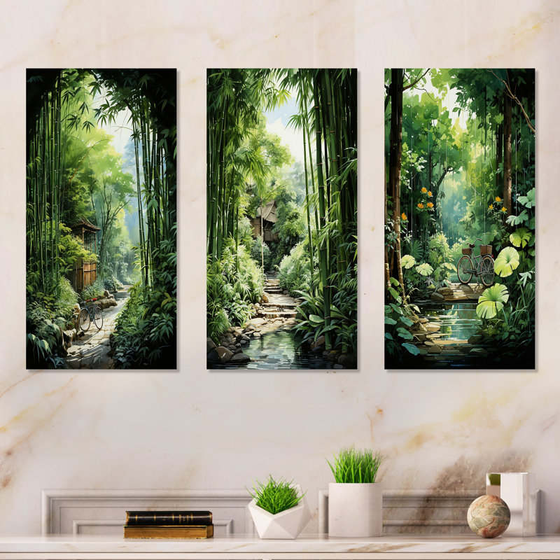 Jade Journey Green Forest, H 28 po x l 36 po, Toile tendue