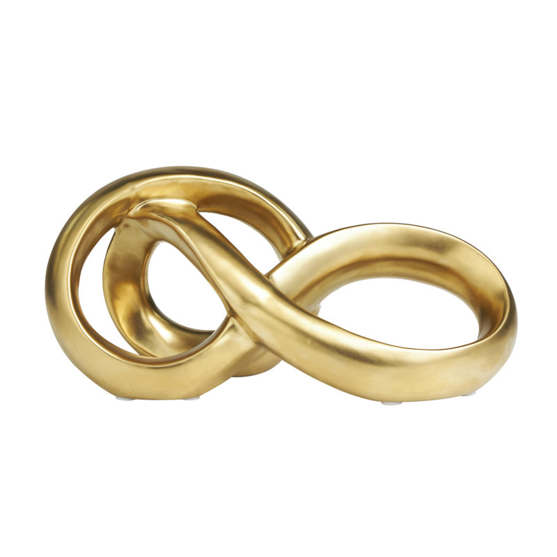 Reinoso Ceramic Infinity Loop Abstract Decorative Sculpture, Gold