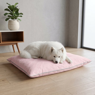 VelvetRest Light Pink Two-Tone Bolster Lounge Dog Bed