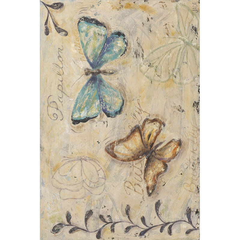 Fluttering Butterflies by Jade Reynolds - Wrapped Canvas Painting, 30cm H x 46cm W