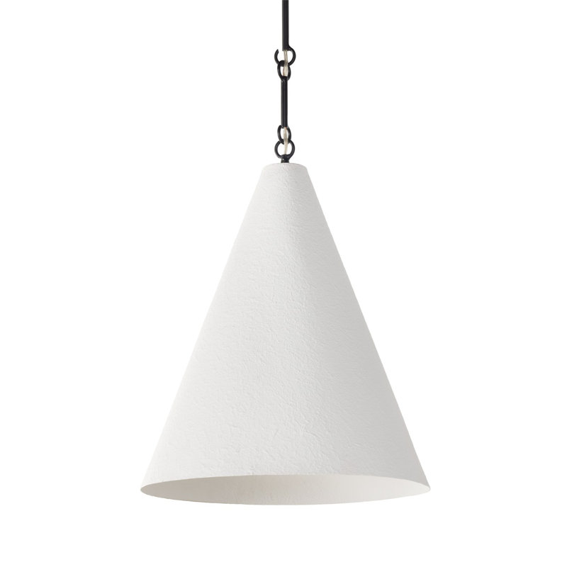 Grazia 1 - Light Pendant, Matte White Plaster/Antiqued Iron