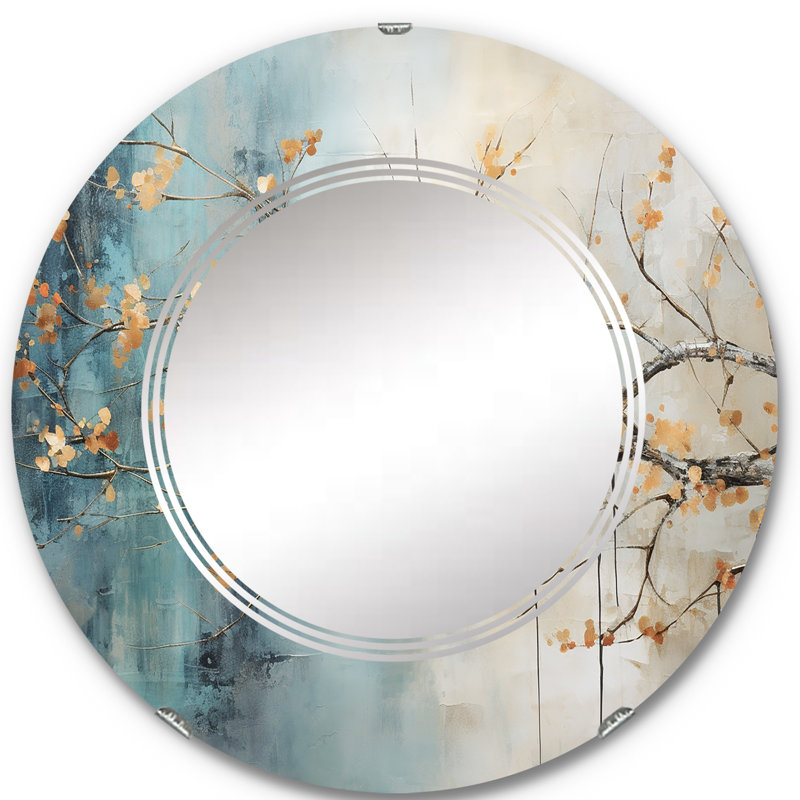 Hockessin - Miroir mural floral rond, 24 po x 24 po