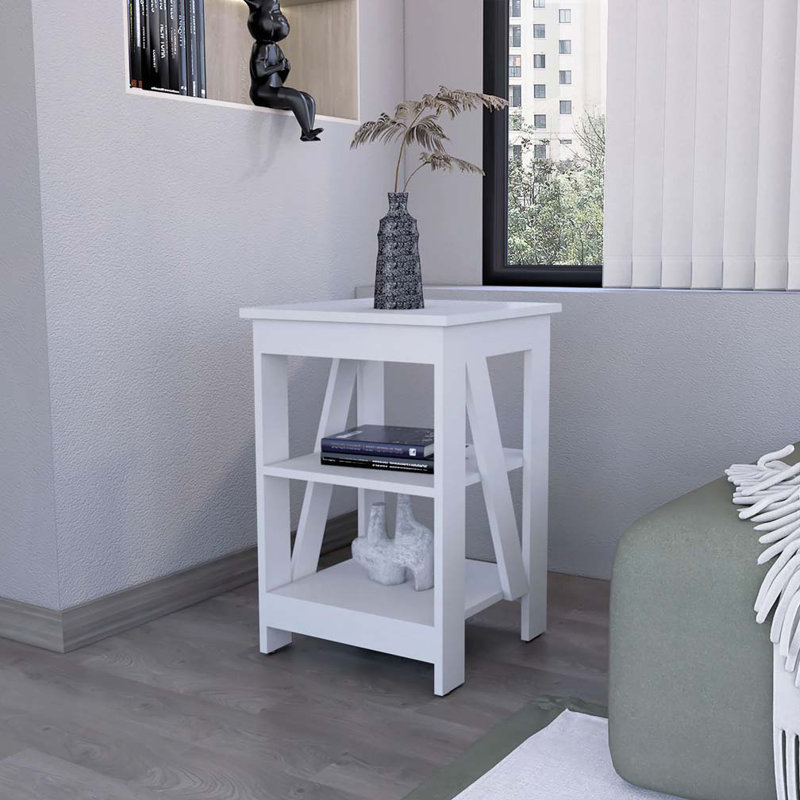 White Table with 2 Shelves