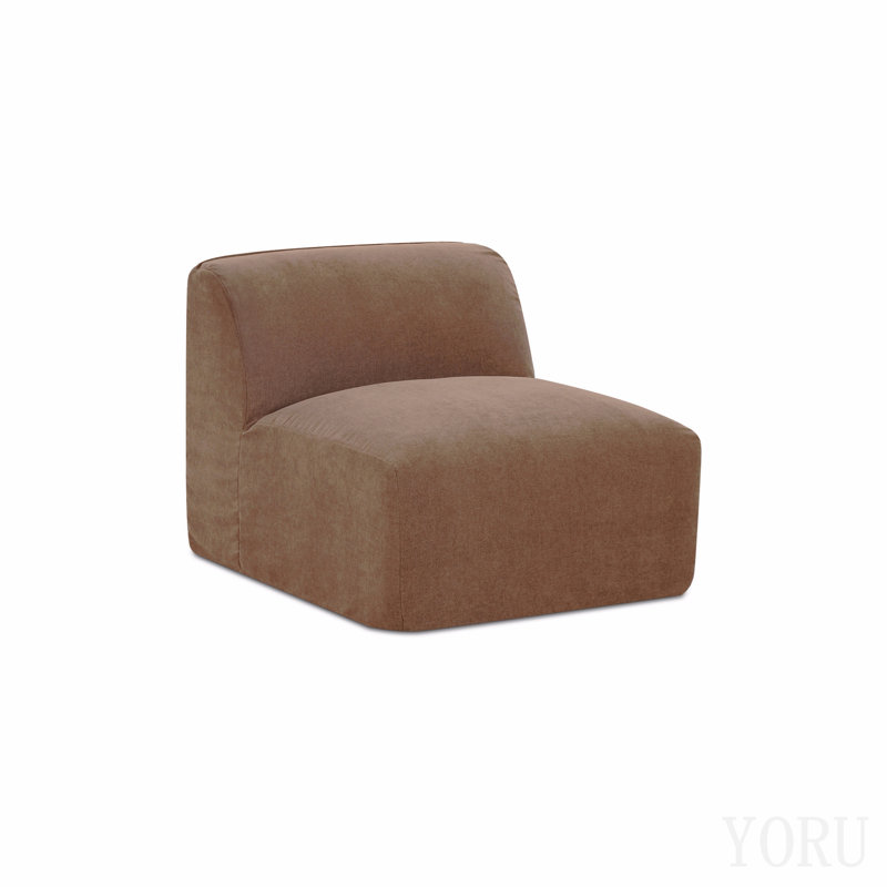 Fauteuil d'appoint monobloc - Fauteuil modulable, housse en polyester, mousse haute densité garnie de duvet, couleur moka