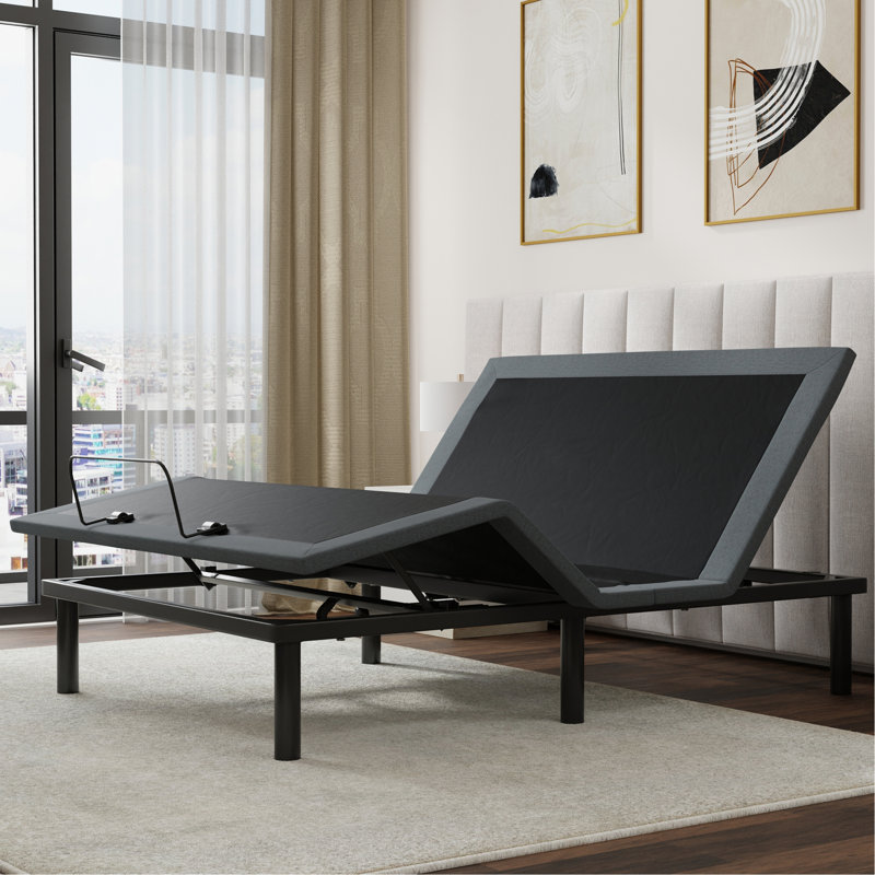 Black And Grey King Adjustable Bed Base With Head And Foot Position Adjustments, King
