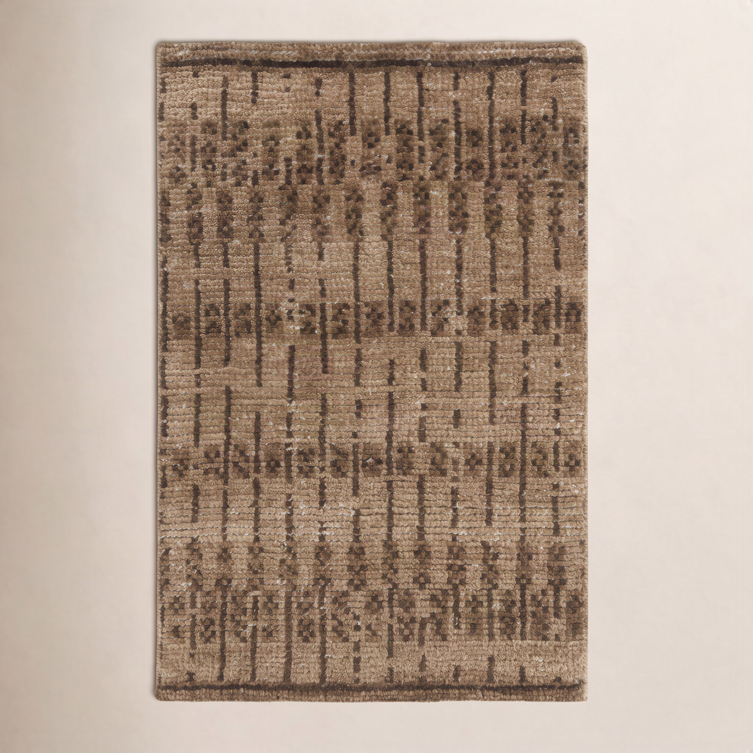 Vanna Hand-Knotted Striped Wool Rug, Brown, 3'x5'