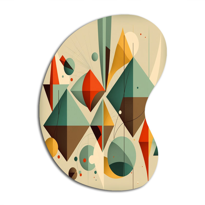 Dimensions Mid-Century rétro III - forme de flèche moderne de style Mid-Century - art mural métallique asymétrique
