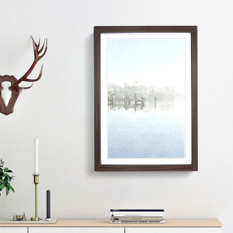 Trees Reflecting in a Lake in North Carolina - Framed Print, Walnut Framed, 48cm H x 36cm W x 2cm D