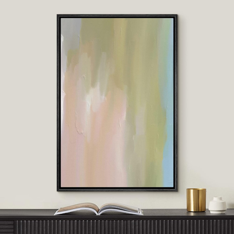 Abstrait, coups de pinceau colorés, aquarelle, pastel, vert, bleu, illustrations abstraites, Noir, H 36 po x l 24 po