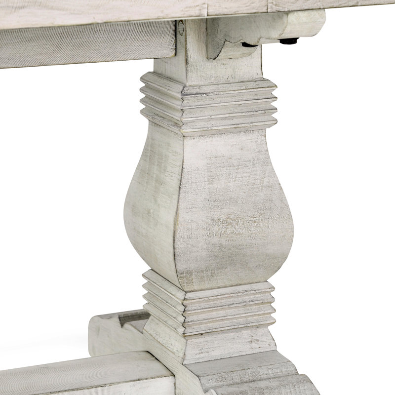 Kasey Wood Bench, 18" H x 83" W x 16"D, Distressed Ivory