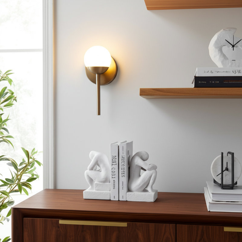 Resin Bookends Modern Sculptural Polyresin Decorative Figurines Artful Humanoid Design Accent Home Decor Stylish Contemporary Shelf Display Set of 2