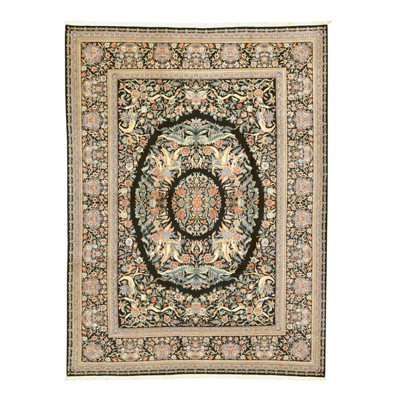 High-Quality Hand-Knotted Black Area Rug