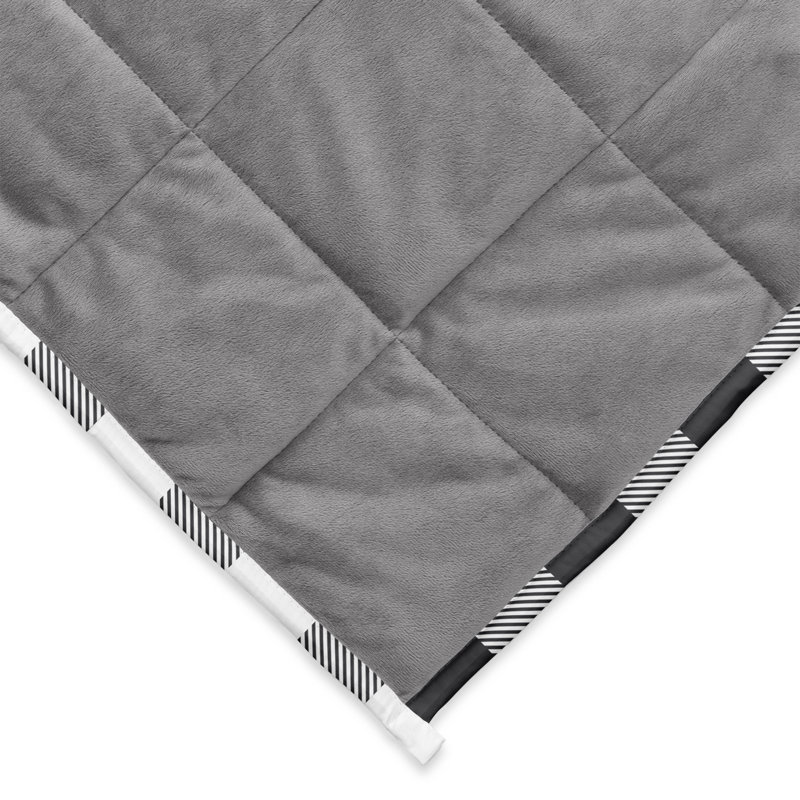 Grey Black White Reversible Fleece Weighted Blanket, 12lb