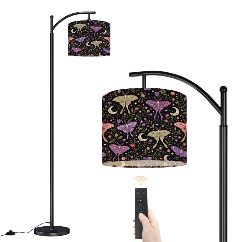 Lampe sur pied à arc avec abat-jour réglable Moth Moon