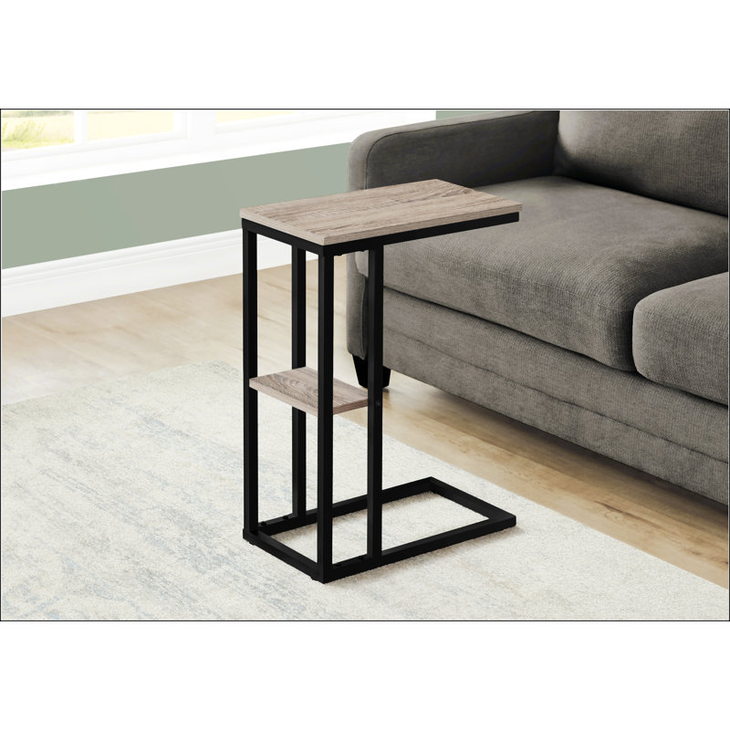 Table d'appoint avec petite tablette secondaire, Taupe, Noir, noir, noir, noir