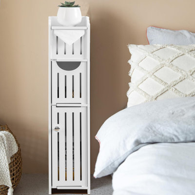 Bathroom Storage Cabinet: Small Bathroom Storage Cabinet - Toilet Paper Cabinet Fit For Mega Roll - White