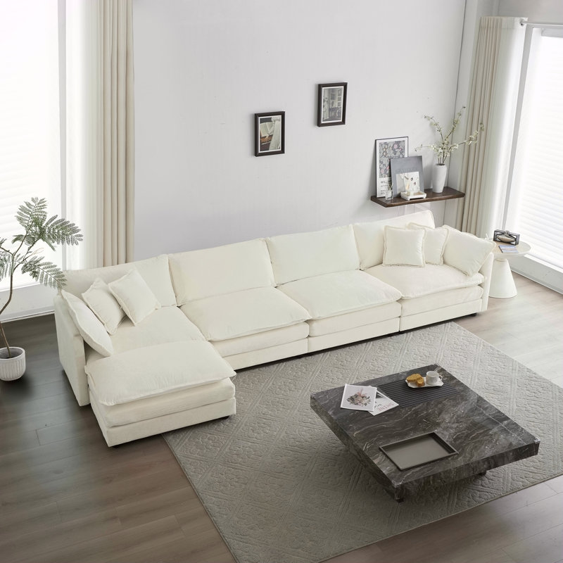 Canapé modulaire modulaire pour le salon, canapé modulaire convertible en U avec 1 repose-pieds, chenille, Gris