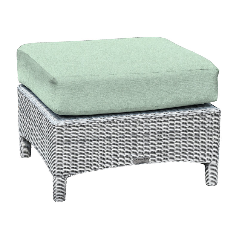 Bella Wicker Teak Outdoor Ottoman, Canvas Spa Sunbrella® Canvas, Gray