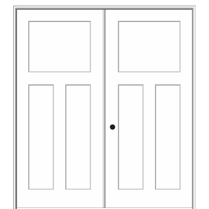Portes françaises à panneaux en bois manufacturé Door Hinge, 72 po x 80 po
