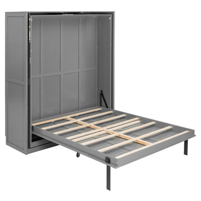 Lit escamotable rotatif avec supports de rangement cachés, lit mural multifonctionnel peu encombrant