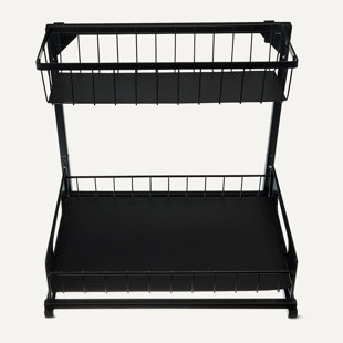 Rangement en L pour armoire coulissante sous l'évier - noir, paquet de 2