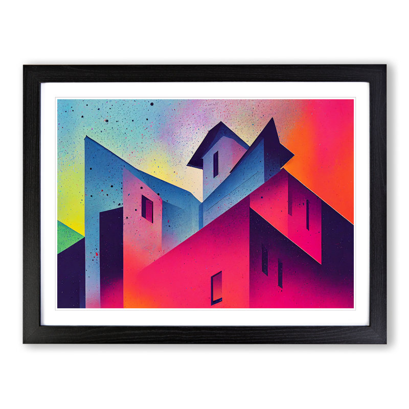 Architecture Paint Splatter - Single Picture Frame Print, 34cm H x 46cm W, Black