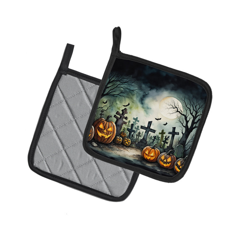 Paire de porte-casseroles Graveyard Spooky Halloween