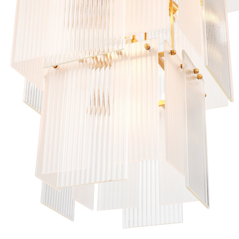 Chandelier Giardano Clear And Frosted Glass Antique Brass Finish
