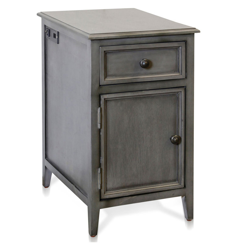Table d'appoint avec tiroir et armoire, Gris ardoise