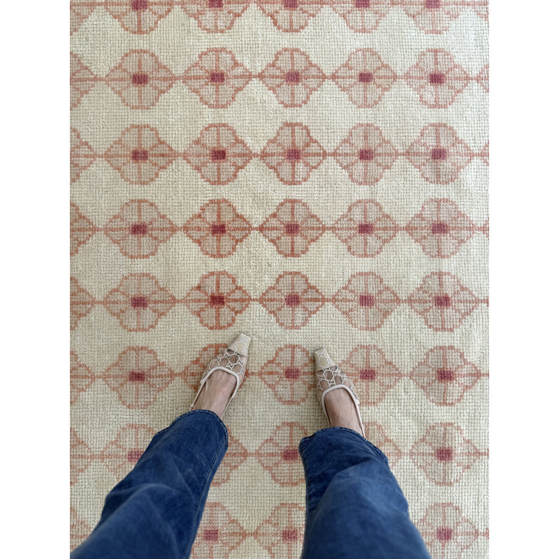 Hand Knotted Wool Floral Area Rug, Rectangle 10' x 14'