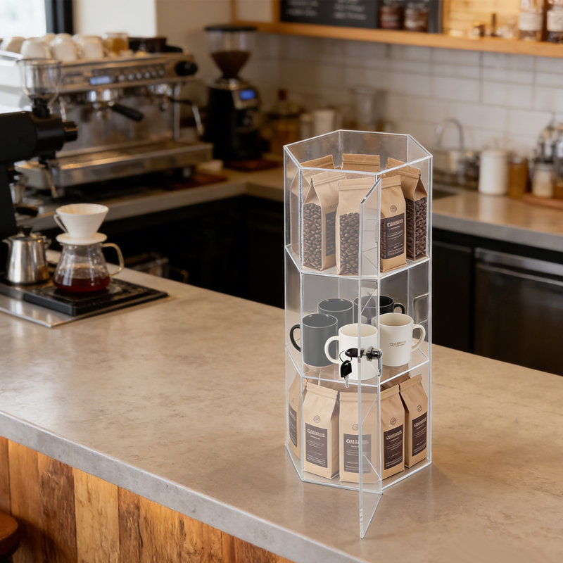 Vitrine à bijoux rotative à 3 niveaux